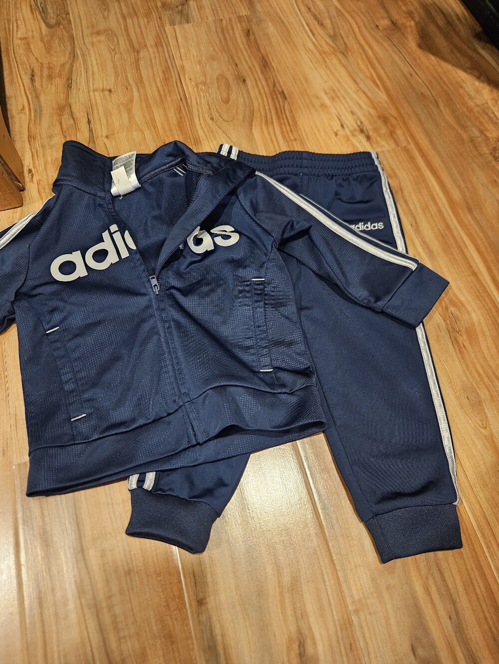 adidas Kids Navy Blue Jogger Sweatpants Set with White Logo 18 Months